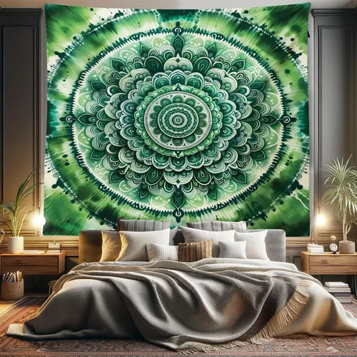 Vista 41 de Ambesonne Tapiz de hongos, atmósfera psicodélica, escena astral estrellada con motivos orientales trippy, decoración de tela para colgar en la pared