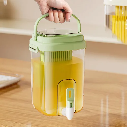 Vista 6 de Dispensador de bebidas de plástico de 0.6 galones, recipientes de jugo para individuos o familias pequeñas, dispensador de bebidas de hielo