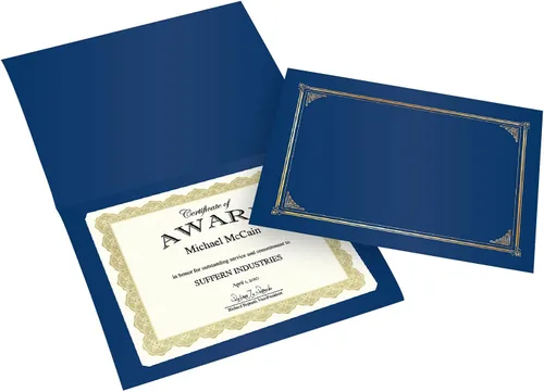 Vista 2 de Classic Linen - Fundas para certificadodocumento, 12.5 x 9.75 pulgadas, azul marino (paquete de 6)