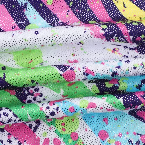 Vista 5 de Leotardos de gimnasia para niñas pequeñas, trajes de ballet de baile, sin mangas, monos brillantes con arco de Rianbow Galaxy de secado rápido