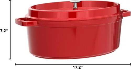 Vista 5 de Staub Tostador de Hierro Fundido/Cocotte, Ovalado 14.6 in, 8 L, Rojo Cereza