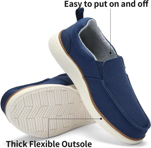Vista 4 de GQQ Mocasines casuales para hombre, zapatos náuticos para hombre, cómodos, ligeros, de lona, antideslizantes, zapatos para caminar