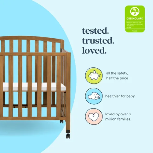 Vista 4 de DaVinci Dylan Cuna portátil 3 en 1 para bebé con ruedas - Conversión a cama para niños pequeños y sofá cama - Perfecta para espacios pequeños