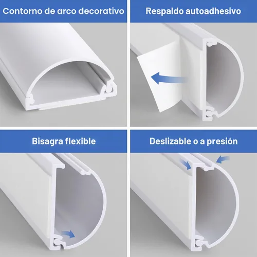 Vista 4 de ZhiYo Cable Hider de 34 pulgadas, para 2-4 cables, cubiertas de cable para montaje en pared, cubierta de cable, pared, canaleta de cable blanco, 2 x