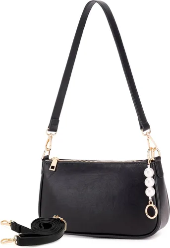 Vista 10 de Travistar Bolso de hombro para mujer pequeño – Bolso cruzado de cuero vegano, bolsos Hobo lindos bolsos de mano con 3 correas