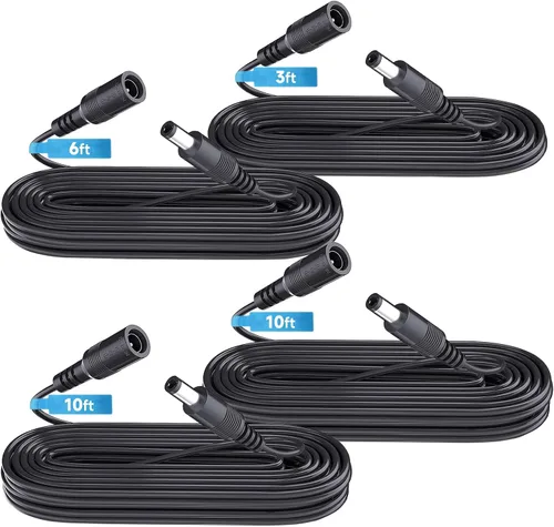 Vista 12 de Paquete de 4 cables de extensión de alimentación CC de 3 pies 1 M, cable de extensión de cobre puro de 12 V, cable de extensión de 0.217 in x 0.083
