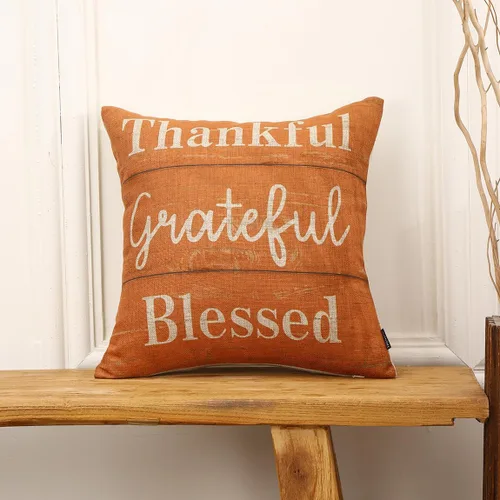 Vista 2 de TRENDIN Thankful Grateful Blessed - Funda de almohada de 18 x 18 pulgadas para sofá, decoración de otoño, funda de cojín cuadrada de lino