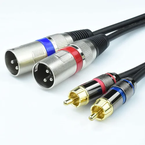 Vista 2 de Adaptador de cable doble RCA macho a doble XLR macho, 3.3 pies desequilibrado L/R RCA a XLR cable de enchufe de fono, cable de salida izquierdo