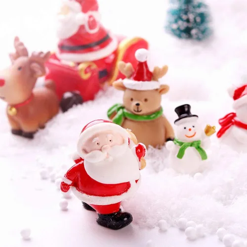 Vista 4 de yeesport 18 figuras en miniatura de Navidad, mini Papá Noel, adorno de Navidad, micro paisaje, árbol de Navidad, muñeco de nieve, reno, regalo