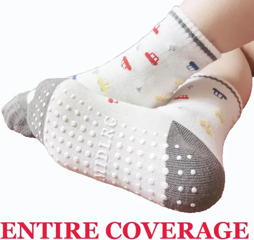 Vista 3 de SMIDLRG Calcetines tobilleros con agarre para niños y niñas 1-33-55-7T