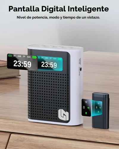 Vista 7 de 2025 Nuevo Amplificador de Voz Mejorado Inalámbrico con Micrófono Lavalier Magnético, Pantalla LED, Micrófono Portátil Recargable para Profesores