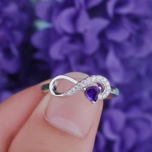 Vista 38 de Anillo Jo Wisdomo de compromiso. de plata esterlina, con corazón e infinito, anillo de amistad, para ella