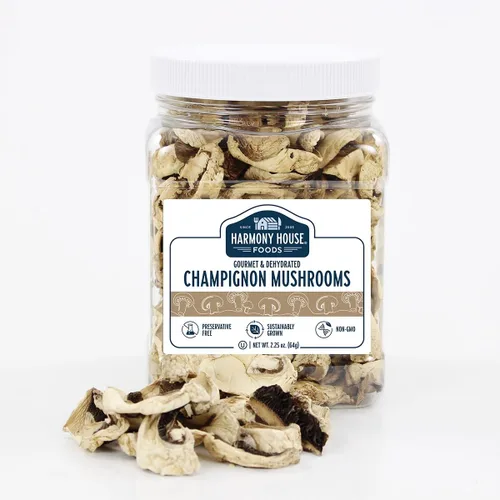 Vista 2 de Harmony House Foods - Champiñones secos (2.25 onzas, tarro de tamaño de cuarto de galón)