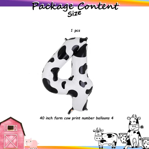 Vista 2 de Globos con estampado de vaca de 40 pulgadas, color blanco y negro Blanco Negro Vaquera Tema Cumpleaños Granja Animal Tema Decoración Suministros