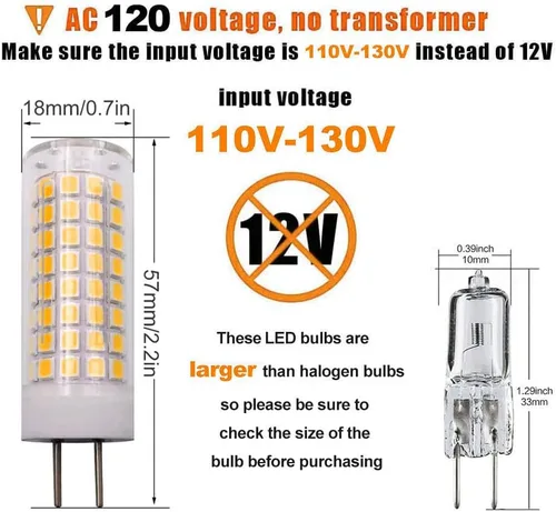 Vista 2 de ZHENMING Bombilla LED GY6.35 G6.35 de 7 W CA 110 V-130 V (no se puede utilizar a bajo voltaje de 12 V), blanco cálido 3000 K regulable 65 W
