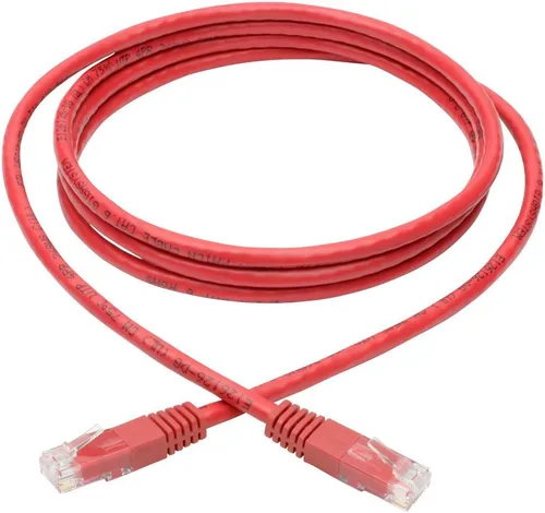 Vista 6 de Tripp Lite Cable de conexión moldeado Gigabit Cat6 Cat5e RJ45 M/M 550MHz Rojo