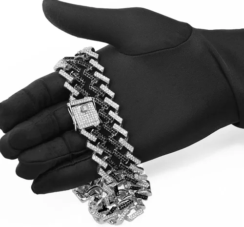 Vista 4 de Cadenas de oro para hombre, diamantes azules, negros, rojos, blancos, eslabones cubanos helados, 130.591 in de ancho, chapado en oro real de 18