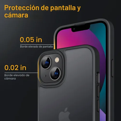 Vista 5 de JETech Funda mate para iPhone 13, color negro Protección de grado militar, parte trasera mate esmerilada, acabado antihuellas, diseño a prueba