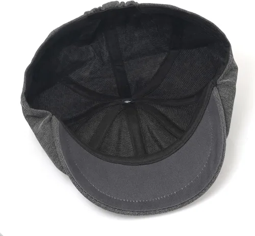 Vista 5 de DIYDECAL Gorra de Newsboy para hombre, 8 paneles, mezcla de algodón, sombrero de golf plano Ivy Gatsby Cabbie Gris oscuro