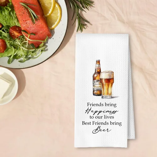 Vista 4 de Friend and Beer Toallas de Cocina, Regalos para Amantes de la Cerveza Paños de Platos y Té para Bar Cocina Carrito Bar Decoración, Regalos