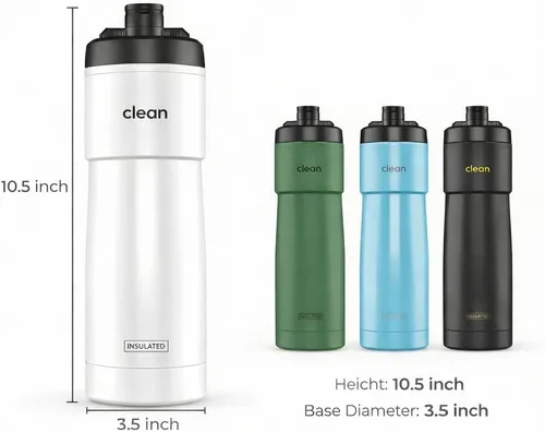 Vista 7 de The Clean Hydration Co - Botella de agua aislada para bicicleta de 23 onzas, boquilla fácil de limpiar, botella deportiva fácil de apretar, botella