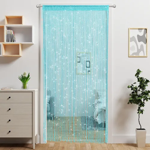 Vista 16 de 2 piezas de cortina de cuentas para puerta, divisor de habitación colgante, decoración de cuentas, panel de flecos con purpurina hippie para Negro