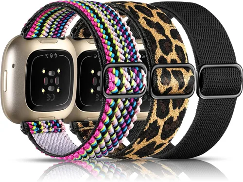 Vista 19 de Maledan Bandas Compatibles con Correas de Reloj Fitbit Versa 3/4 y Sense/Sense 2, Pulseras Deportivas de Tela Elástica Ajustable para Hombres