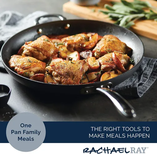 Vista 3 de Rachael Ray 80089 - Sartén antiadherente profesional con mango auxiliar y anodizado duro, 14 pulgadas - Gris