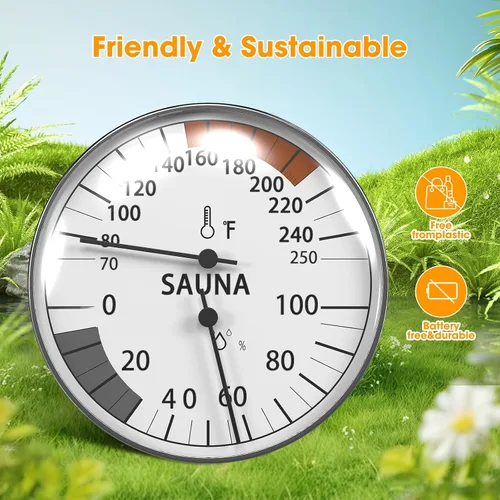 Vista 4 de Termómetro e higrómetro de sauna 2 en 1, monitor de humedad, accesorios de sauna para saunas de vapor infrarrojos, accesorios de sauna