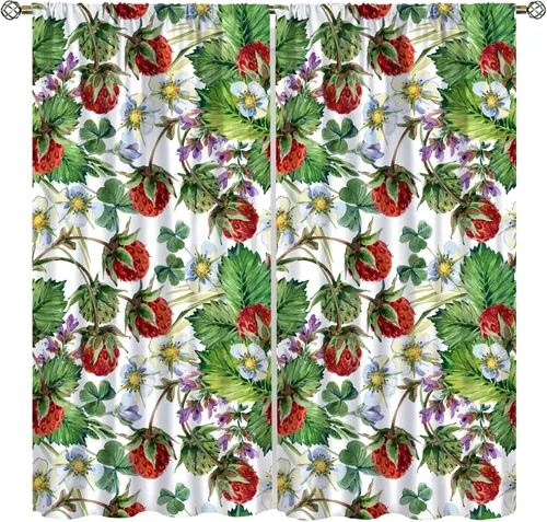 Vista 21 de Cortinas de chef para ventana, juego de 2 paneles para dormitorio y sala de estar, 42 x 45 pulgadas, a cuadros, cortinas temáticas de cocina