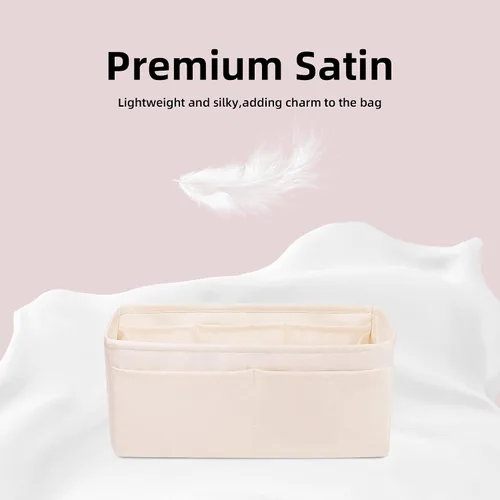Vista 3 de DGAZ Organizador de bolsos suave y sedoso, de seda, lujoso, para mujer, se adapta a bolsas Birkin25303540 (Craie, BK25)