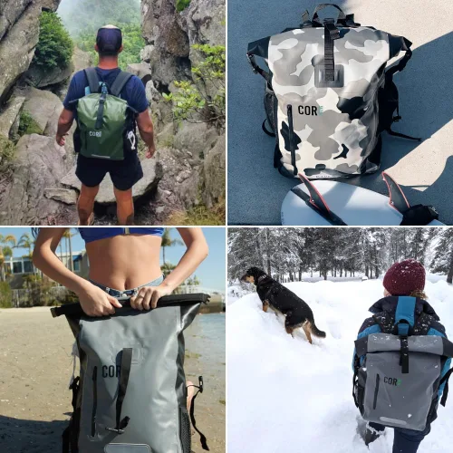 Vista 8 de COR Surf Mochila Impermeable de Bolsa Seca con Funda Acolchada para Portátil de 25L y 40L Paquete Enrollable de Servicio Pesado, Camuflaje, 25 L