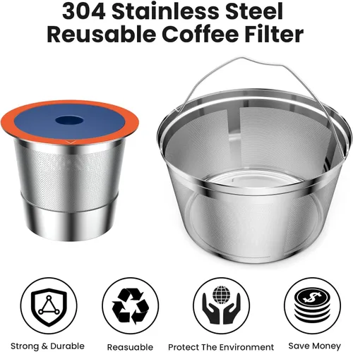 Vista 4 de Filtro de Café Reutilizable para Keurig K Duo, Cesta Reutilizable de Acero Inoxidable de 8-12 Tazas para K-Duo Essentials y Cafeteras K Duo, Paquete