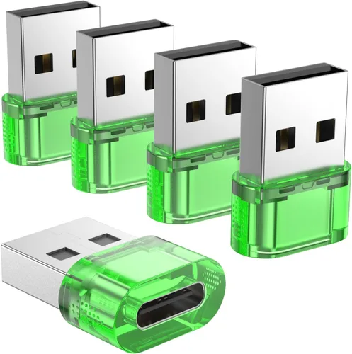 Vista 26 de Adaptador USB-A a USB-C paquete de 5 unidades, convertidor cargador USBC hembra a A macho, convertidor USB a USBC para iPhone 15 Plus Pro Max/Apple