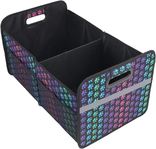 Vista 8 de Organizador de maletero de coche, caja de almacenamiento auto plegable de múltiples compartimentos con 4 bolsillos, contenedor de maletero de coche
