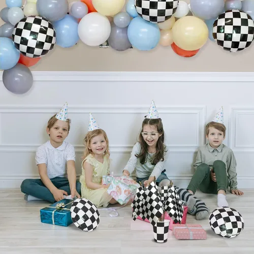 Vista 5 de 2 banderas a cuadros de 8 x 12 pulgadas, banderas de carreras en blanco y negro en palo, bandera de mano de Fórmula Uno F1 Racing con parte superior