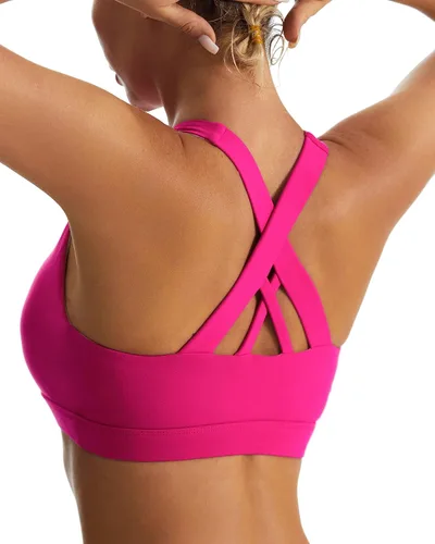 Vista 3 de RUNNING GIRL Sports Bra for Women, Criss-Cross Back Padded Strappy Sports Bras Medium Support Yoga Bra with Removable Cups
