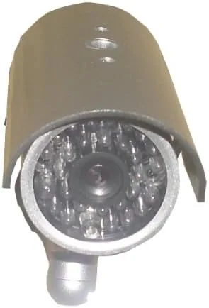 Vista 2 de Cámara de seguridad falsa simulada al aire libre con LED inflado luz parpadeante, plata