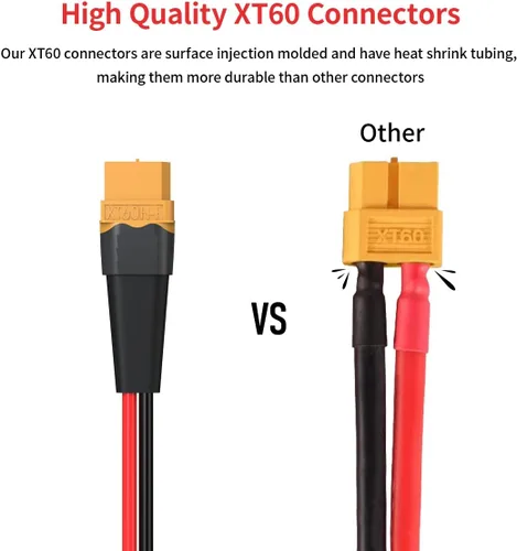 Vista 2 de ELFCULB 10AWG 2FT XT60 Cable de Extensión 2 6 10 20 35 50 75 100FT Conector XT60 Hembra a Macho para Batería RC Estación de Energía Portátil Panel