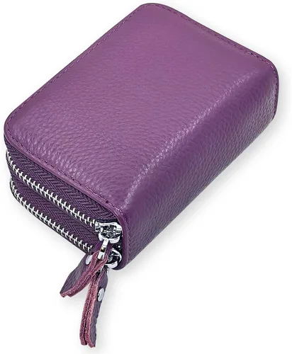 Vista 11 de Cartera pequeña de cuero suave para mujer, con bloqueo RFID, tarjetero con bolsillo con cremallera C-B-B2 (negro)