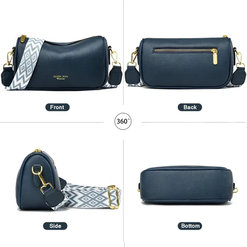 Vista 3 de YAVCOOL Bolso cruzado pequeño para mujer, con correa ancha, diseño moderno, bolso cruzado y bolso con cremallera superior