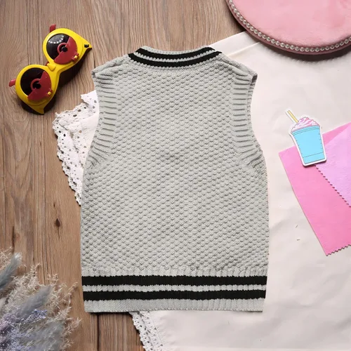 Vista 5 de Suéter de punto para bebé niño y niña, chaleco uniforme de color puro, algodón, primavera, otoño, niño pequeño