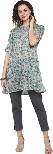 Vista 3 de Janasya Kurti indio de algodón puro para mujer