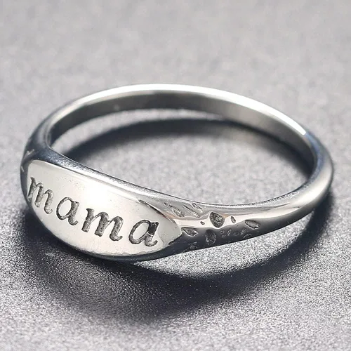 Vista 4 de Jude Jewelers Anillo de acero inoxidable para mamá, mamá, día de la madre, cumpleaños, Navidad, boda, vacaciones, Metal no precioso., Zirconia cúbica