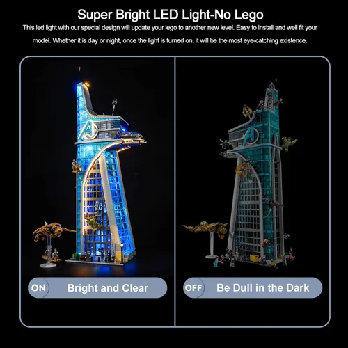 Vista 4 de BrickBling Luz LED para el kit de construcción Lego Torre de Los Vengadores; Luces creativas para Lego 76269 (ladrillos no incluidos)