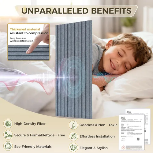 Vista 6 de TO-TH Large Sound Proof Panels Thickened Acoustic Wall Panel 8 Pack, Grey Gris