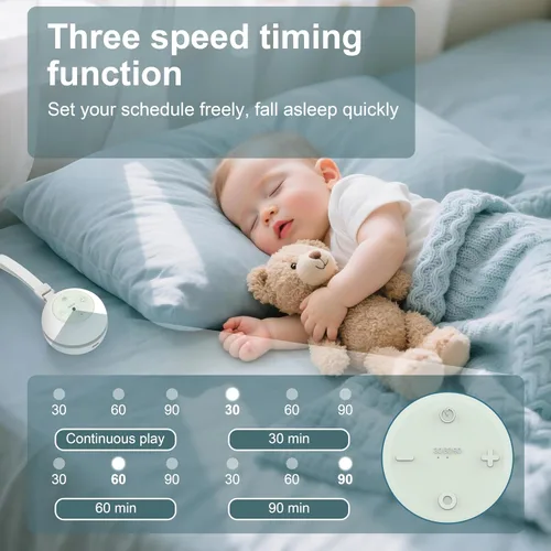 Vista 5 de Máquina de sonido portátil para bebés, niños y adultos, máquina de ruido blanco recargable por USB con función de temporizador, 18 sonidos suaves