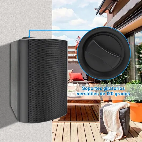 Vista 4 de Herdio Altavoces para exteriores de 6.5 pulgadas con cable, impermeables, pasivos, altavoces de montaje en pared con 800 vatios de graves potentes