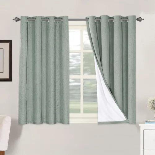 Vista 241 de H.VERSAILTEX Cortinas 100% opacas con aislamiento térmico, texturizadas, de lino, con bloqueo completo de calor y luz, para sala de estar y Negro