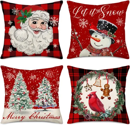 Vista 8 de Fukeen Juego de 4 fundas de almohada con texto en inglés "Merry Christmas" de 16 x 16 pulgadas con texto en inglés "Natividad de Jesús, Noche